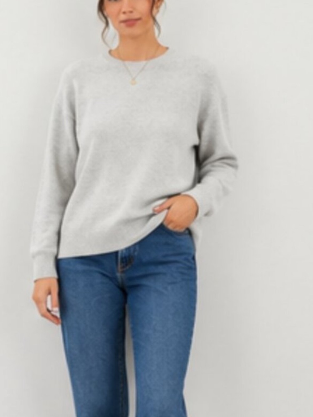 FAHERTY Jackson Crewneck Sweater Ice Grey Heather Size Medium, NWT